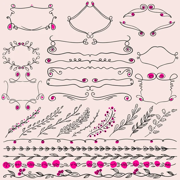 Éléments de conception florale Frame, diviseur et lignes Bordure . — Image vectorielle