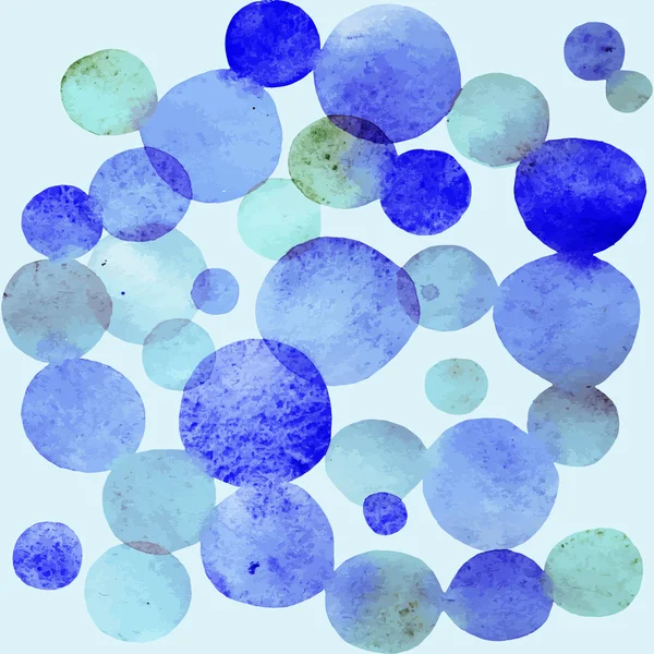 Watercolor bubbles seamless pattern. Watercolor round shapes. Ultramarine and blue colors. — Stock Vector