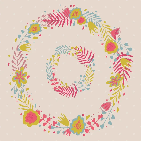 Floral Frame. Cute retro flowers wreathes. — 스톡 벡터