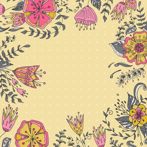 Marco de fondo floral. Flores retro hechas en vector. Lindas flores . — Archivo Imágenes Vectoriales