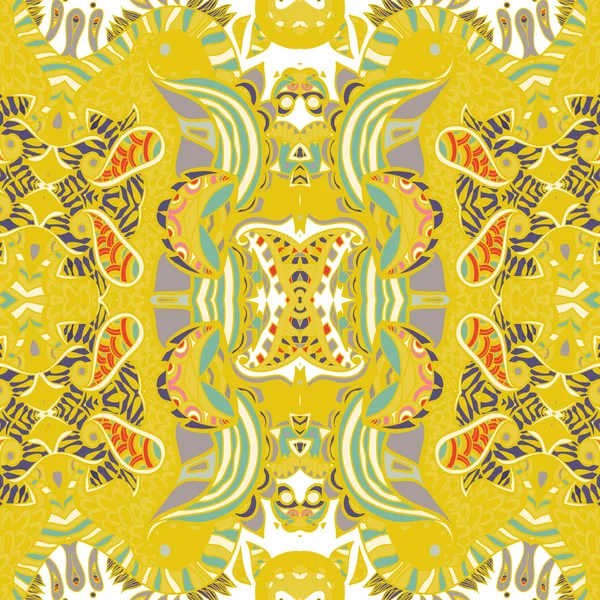伝統的な装飾のペイズリー バンダナ。芸術的なパターンと手描きの背景。明るい色. — ストックベクタ