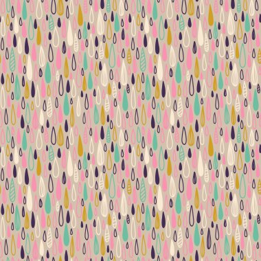 Şirin sorunsuz çocukça doku. Pastel bir arka plan üzerinde renkli yağmur ile sonsuz dekoratif desen.