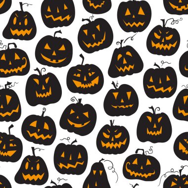 Vector pattern with pumpkins. Halloween holiday, seamless background