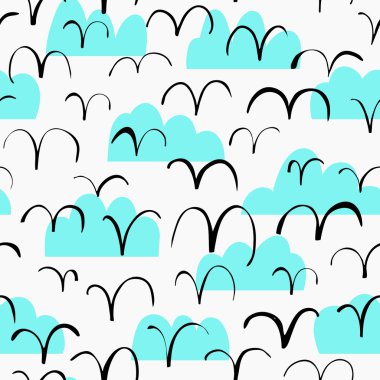 Kuşlar ve bulutlar ile Sevimli sorunsuz desen.