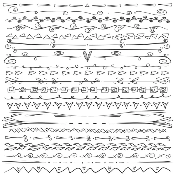 Ensemble de lignes dessinées à la main bordure et éléments de design élégants . — Image vectorielle