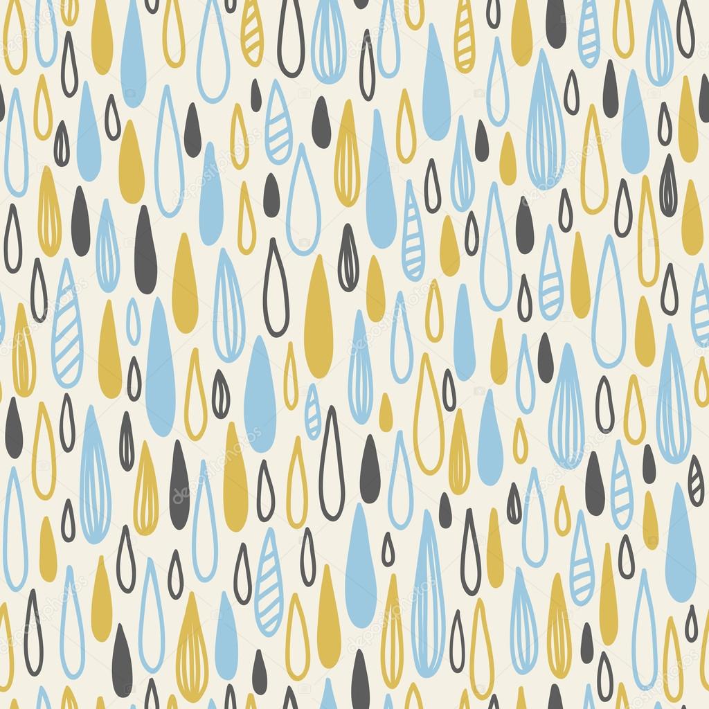 Cute seamless childish texture. Endless ornamental pattern with colored rain on a white background.
