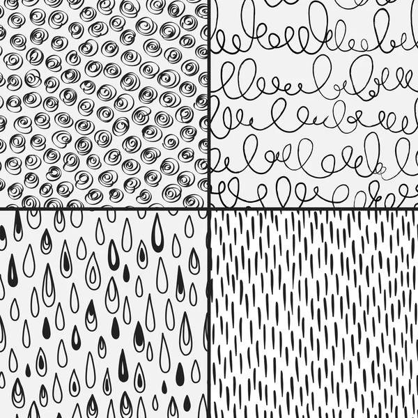 Set of abstract doodles with doodles, circkes, drops and strores. Black and white colors. — 图库矢量图片