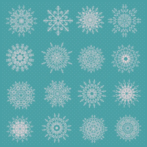 Σετ νιφάδων χιονιού για χειμερινό σχεδιασμό. Εικονογράφηση διανύσματος — Διανυσματικό Αρχείο