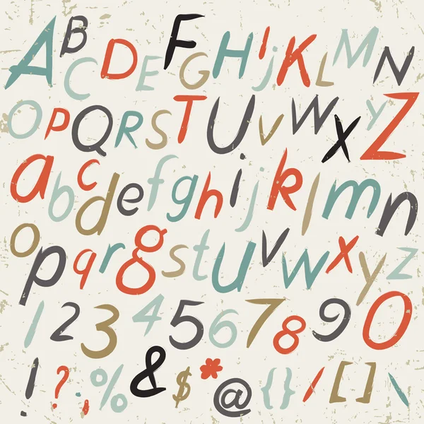 Alfabeto dibujado a mano en estilo retro. ABC para su diseño . — Vector de stock