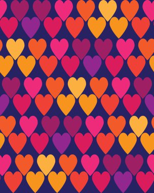 Seamless vintage love heart background in bright colors.