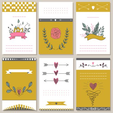 6 styled Valentine's Day Card.  Vector design editable. Valentine's day collection.