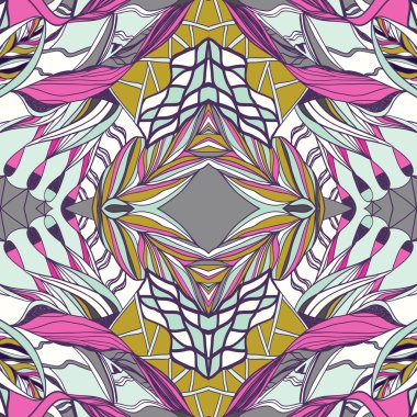 Traditional ornamental paisley bandanna.  Pink, violet and yellow colors.