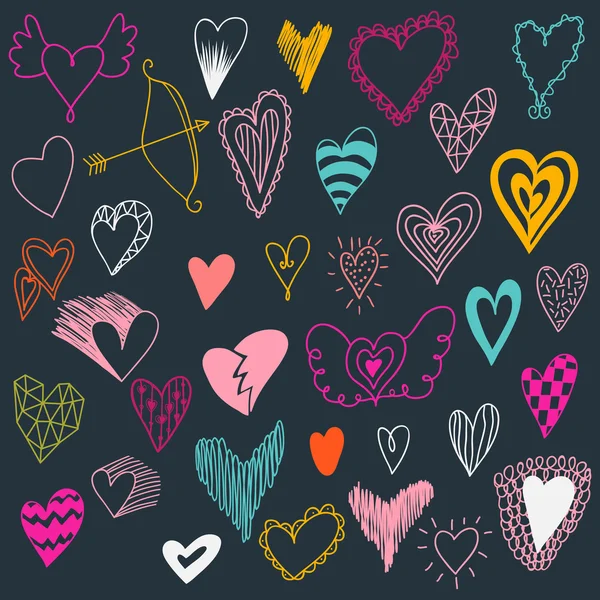 Set of hand drawn hearts. Valentine hearts for your design. — Stockvector