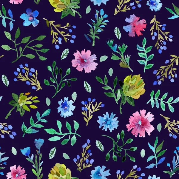 Seamless pattern with Beautiful flowers and leaves. — Stock vektor