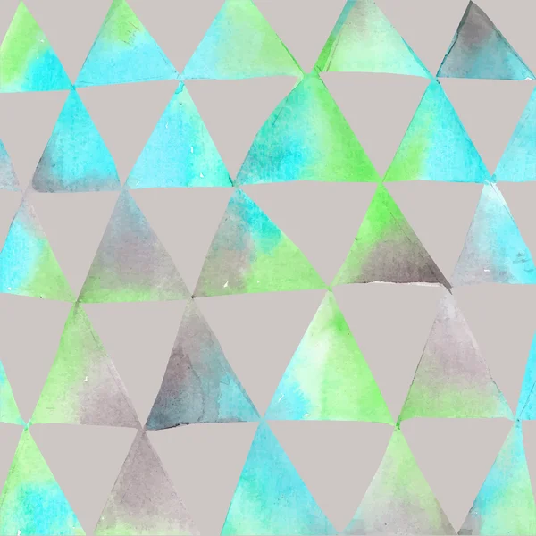 三角形のシームレスな水彩模様。幾何学的形状の三角形パターン. — ストックベクタ