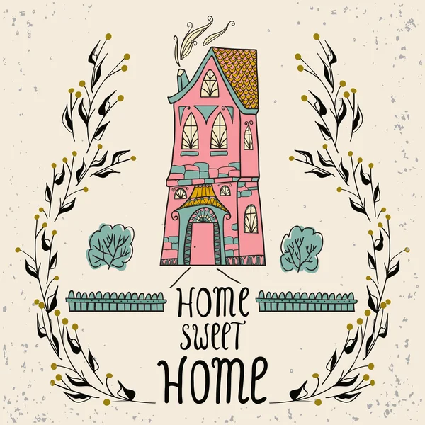 Sweet Home fondo con ramitas — Vector de stock