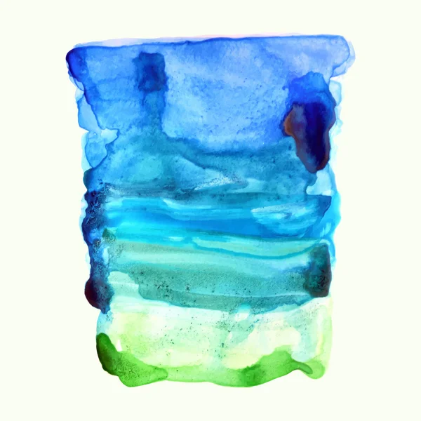 Ultramarino, azul e verde fundo aquarela . — Vetor de Stock