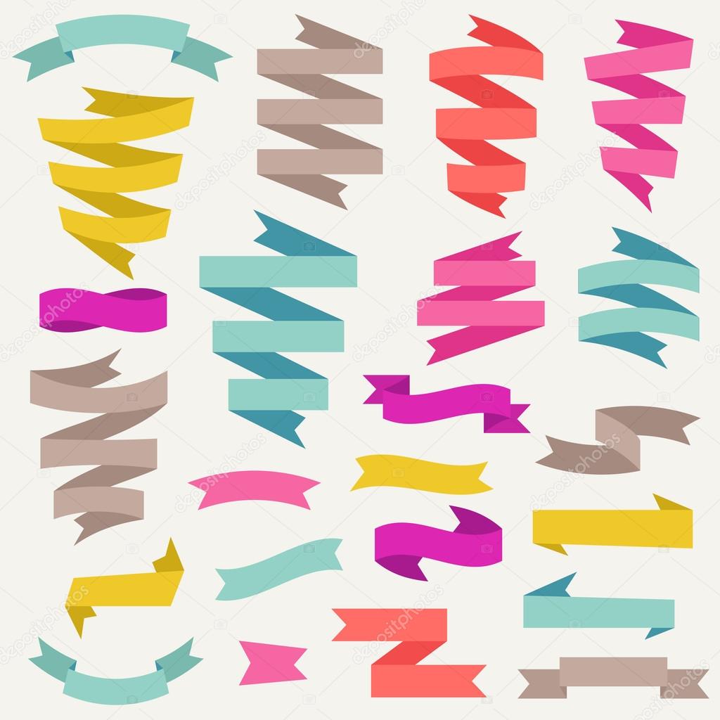 Set of retro ribbons. Vector illustration.