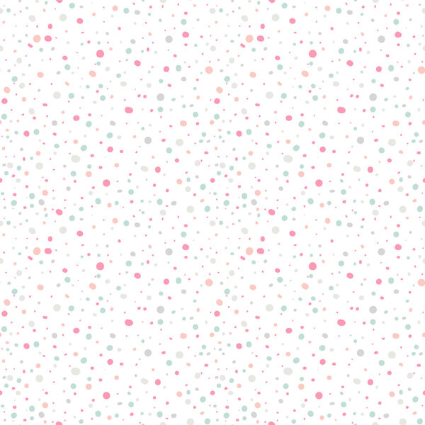 Cute seamless  pattern or texture with colorful polka dots on white background.