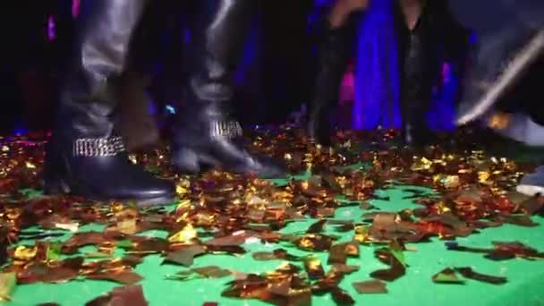 Beautiful dancing feet on gladness revelry party. — Stock Video