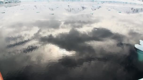 Reflejo de la montaña Antártida en la superficie del agua — Vídeos de Stock