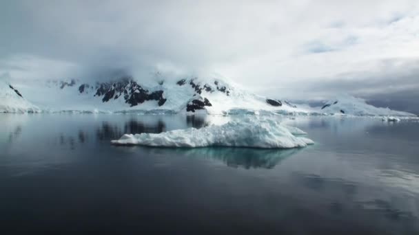 Reflexão da Montanha Antártica na superfície da água — Vídeo de Stock