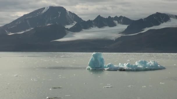 Schwimmende Eisberge auf Spiegeloberfläche des Ozeans. — Stockvideo