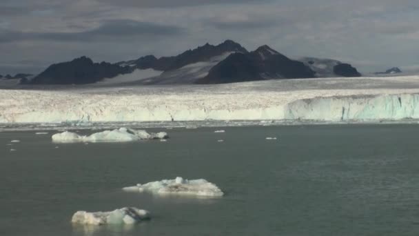 Iceberg galleggianti sulla superficie speculare del mare oceanico . — Video Stock