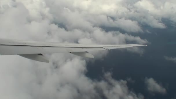 Îles Maldives vue aérienne depuis la fenêtre de l'avion . — Video