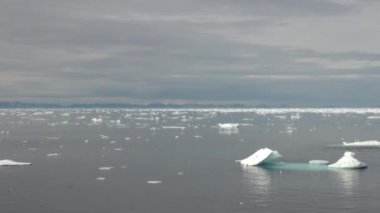 Deniz Grönland etrafında yüzen Iicebergs.