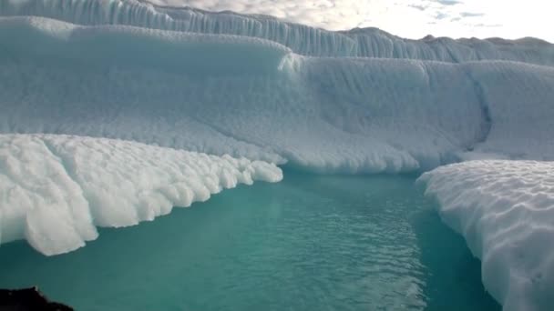 Nagy Iicebergs, ezen a környéken: grönlandi-tengerben úszó. — Stock videók