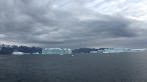 ग्रीनलैंड के आसपास समुद्र में तैरने वाले बड़े आइसबर्ग . — स्टॉक वीडियो