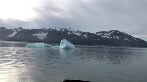 Montañas marinas y grandes témpanos que reflejan el agua . — Vídeos de Stock