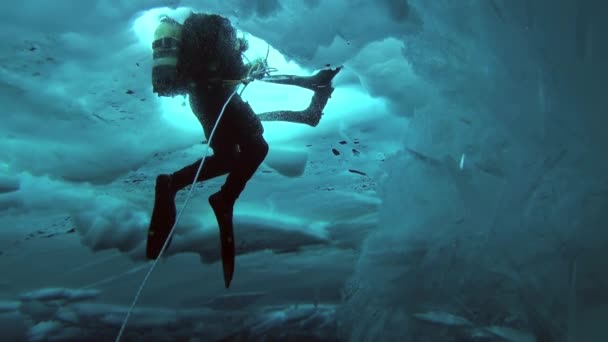 地理的な北極に北極でスキューバ ダイビング. — ストック動画