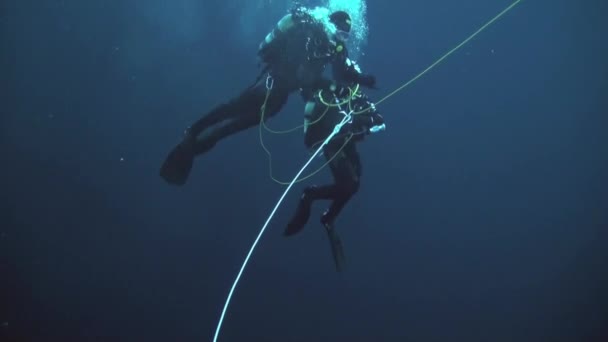 Dykning i Arktis på geografiska Nordpolen. — Stockvideo