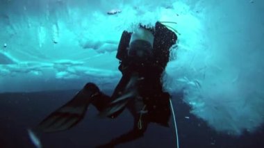 Arctic coğrafi Kuzey Kutbu'ndaki tüplü dalış.