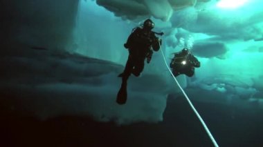 Arctic coğrafi Kuzey Kutbu'ndaki tüplü dalış.