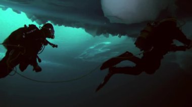 Arctic coğrafi Kuzey Kutbu'ndaki tüplü dalış.