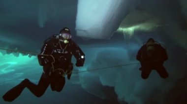 Arctic coğrafi Kuzey Kutbu'ndaki tüplü dalış.