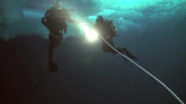 Arctic coğrafi Kuzey Kutbu'ndaki tüplü dalış.