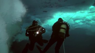 Arctic coğrafi Kuzey Kutbu'ndaki tüplü dalış.