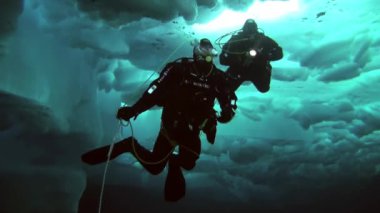 Arctic coğrafi Kuzey Kutbu'ndaki tüplü dalış.