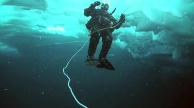 Arctic coğrafi Kuzey Kutbu'ndaki tüplü dalış.