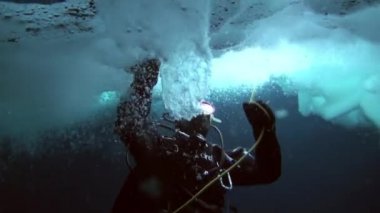 Arctic coğrafi Kuzey Kutbu'ndaki tüplü dalış.