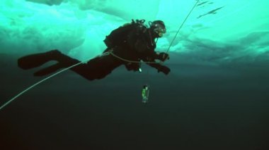 Arctic coğrafi Kuzey Kutbu'ndaki tüplü dalış.