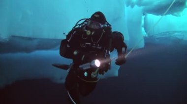 Arctic coğrafi Kuzey Kutbu'ndaki tüplü dalış.