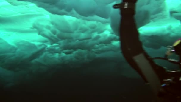 Plongée sous-marine dans l'Arctique au pôle Nord géographique . — Video