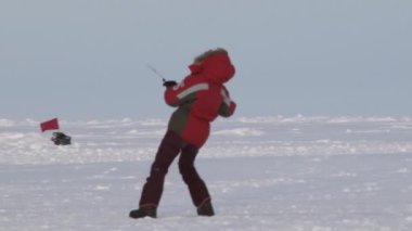 Barneo kutup Kuzey Kutbu buz turist kamp.