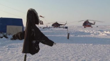 Kuzey Kutbu yakınlarında kamp Barneo Arctic buz.