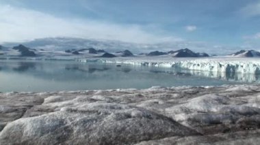 Panorama buzulun okyanus ile sınır üzerinde. Arctic.